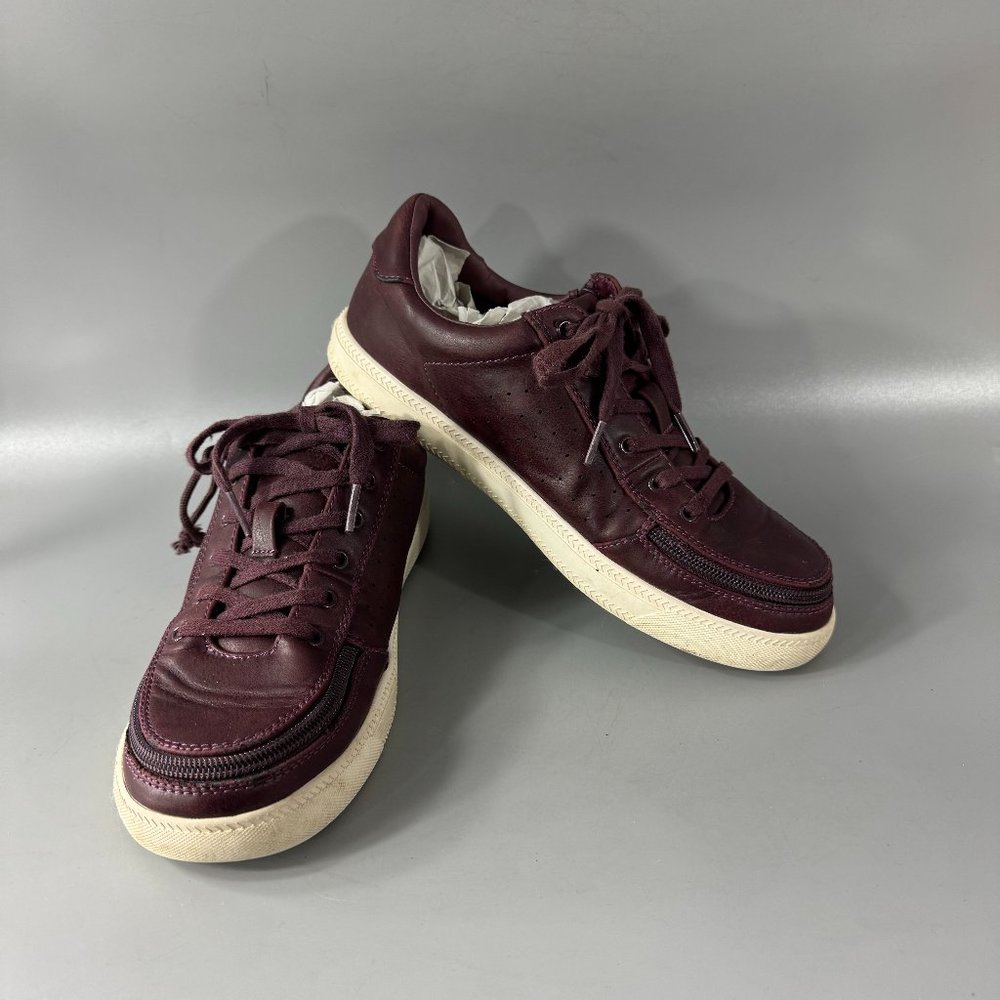 Billy Burgundy Leather Lace-up Zip-Around Sneakers, Size 8